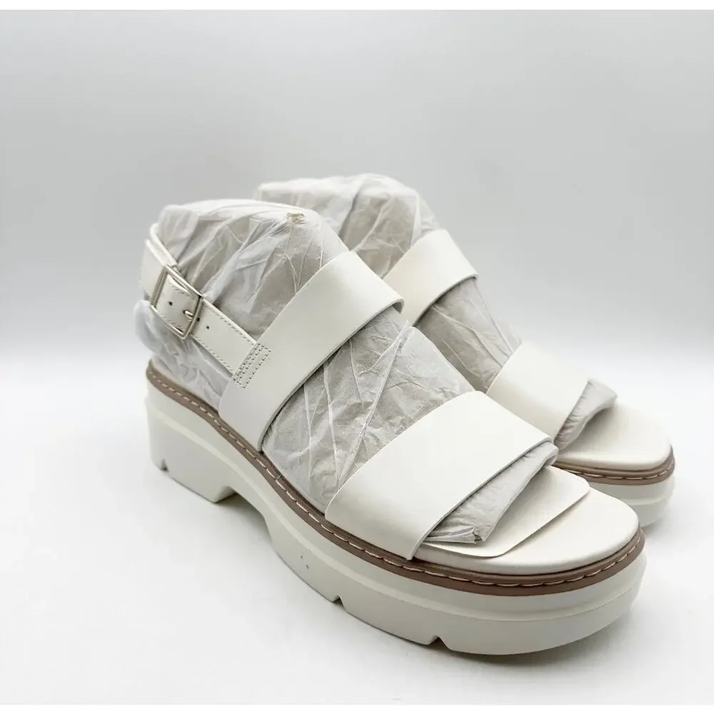 Naturalizer Women's Darry Sling Lug Sole Sandals Size 9.5 M White Leather NIB